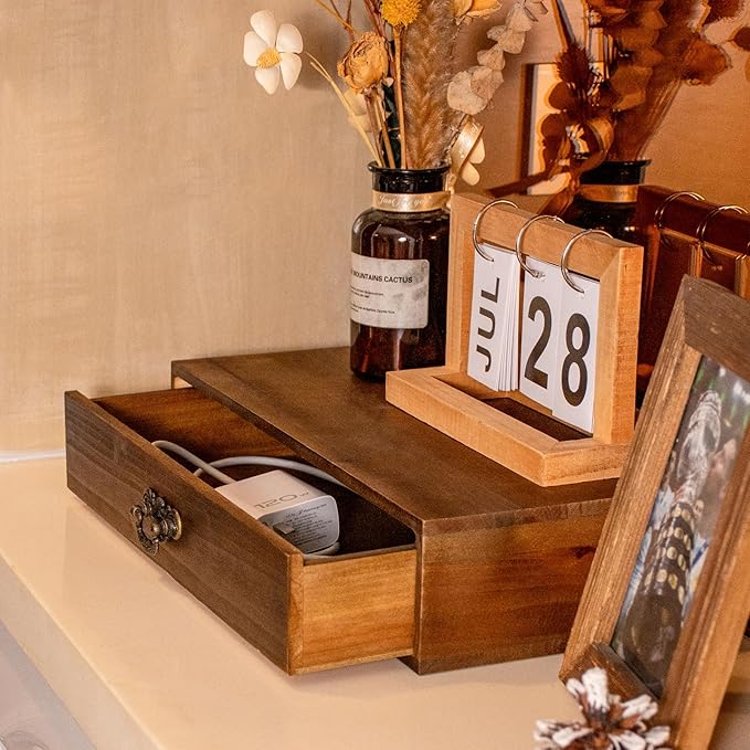 BONNY DODO Wooden Drawers Organizer Soild Desktop Drawer Storage Box Organizer With Drawers, Office Organization for Countertop Table To Store Mail, Phone, Suppliers, Glasses (Wood)