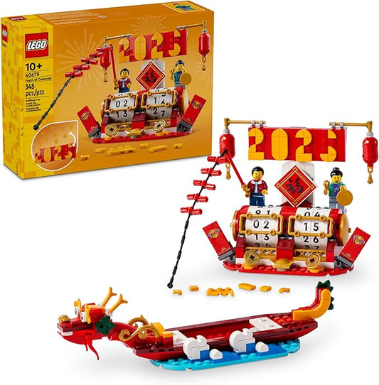 LEGO Festival Calendar - Lunar New Year Building Toy for Kids, Boys and Girls, Ages 10+ - Dragon Boat Festival Learning & Educational Toy - with Calendar for Holiday Decorations - 40678