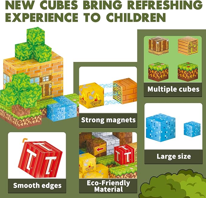 Magnetic Blocks for Kids,Building Toys for Boys & Girls Ages 3-5 6-8 8-12. STEM Learning, Montessori, Fidget, Sensory Cubes. Magnet Tiles Block Gifts for Toddler 3+ Year Old