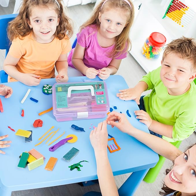 Aestd-ST Polymer Clay 72 Colors, Modeling Clay for Kids, Non-Sticky Oven Bake Clay with Sculpting Tools, Holiday Gift for Kids and Artists.