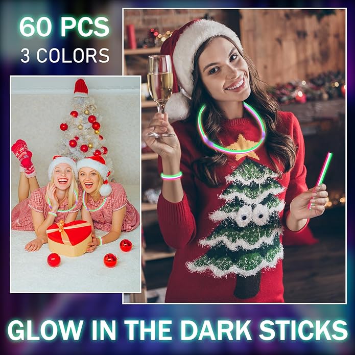 Lenwen 60 Pcs Red White and Blue Glow Sticks Bulk Glow Stick Necklaces Light up Bracelets with Connectors Glow in the Dark Party Supplies for Adults Neon Birthday 4th of July Party
