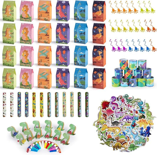 HURSROOR 196PCS Dinosaur Party Favors, Dinosaur Birthday Party Supplies for 24 Kids, Dinosaur Goodie Bags for Kids Birthday, Dinosaur Party Decorations Dino Party Favors for Boys Girls