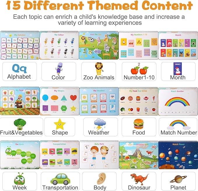 Busy Book Preschool Learning Activities Latest 30 Themed - Workbooks Activity Binders Travel Toys for Toddlers, Autism Learning Materials and Tracing Coloring Books Montessori Toys for Age 3 +