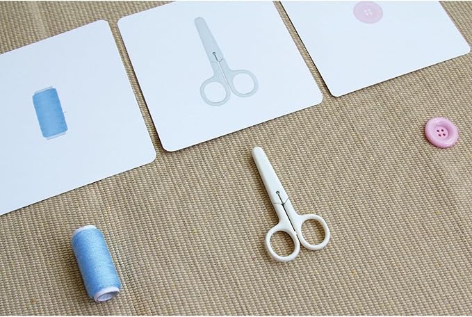 Kiddison Montessori Language Materials Objects with Identical Cards Matching Game Minitures Flash Cards Cleaning Tools Hair Accessories Sewing Items (Sewing Items)