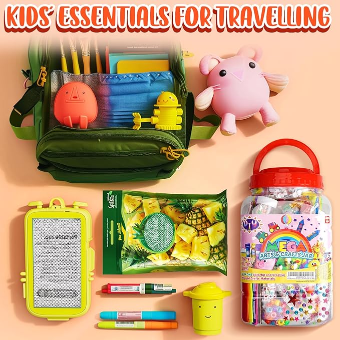 FUNZBO Arts and Crafts Supplies for Kids - Kids Crafts with Pipe Cleaners, Popsicle Sticks, Pompoms & Stickers, All in One Homeschool Supplies, Toys Crafts for Girls & Boys Age 4+ (Jumbo)