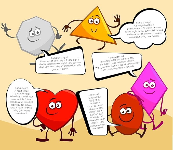 Karty Shape Stencil Set for Kids - 10 Piece Set - Colorful Drawing Template Kit - Fun Arts and Crafts Supplies, Gift Idea for Boys and Girls, Learning Tool for Toddlers and Preschooler