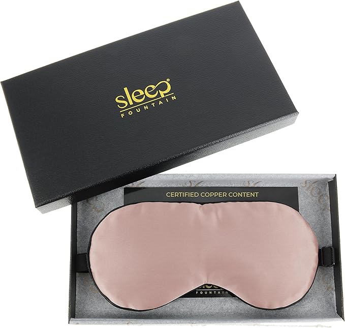 SLEEP FOUNTAIN Anti Aging Silk Sleep Mask for Women, Mulberry Silk Eye Mask for Sleeping and Skin Care, Blackout Sleep Mask with Copper Ion Technology Reduces Eye Puffiness, Fine Lines and Wrinkles