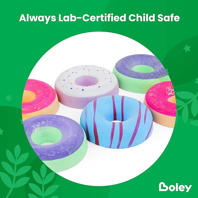 Boley Jumbo Sidewalk Chalk Set for Kids - 6 Pack Washable, Multi-Color Donut Chalks for Outdoor Play, Driveways, Pavements - Large Chalk Toys for Creative Arts, Street Art, Education