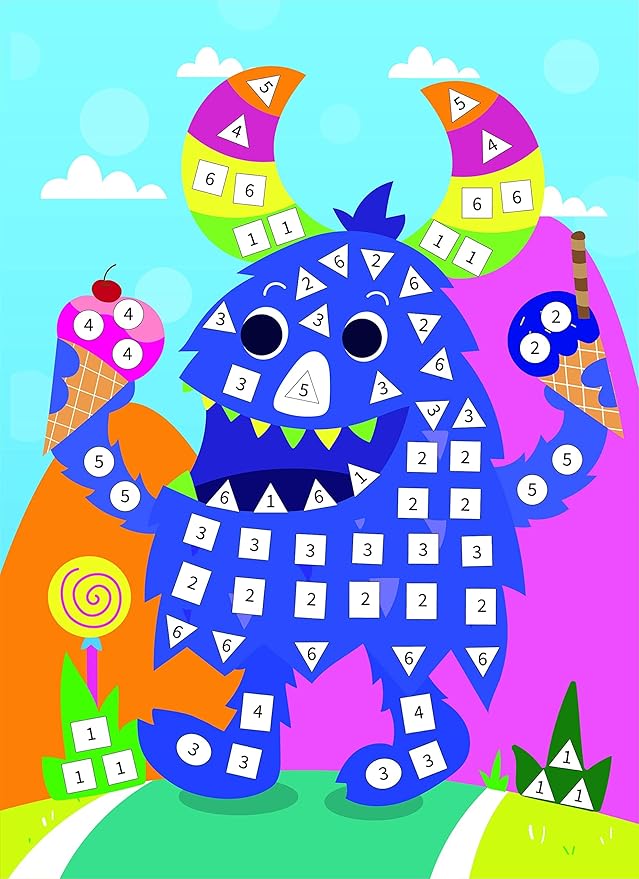 C.S. Kids Magic World Mosaic - Funky Monsters |Crafts Gifts | Educational Glitter Mosaic