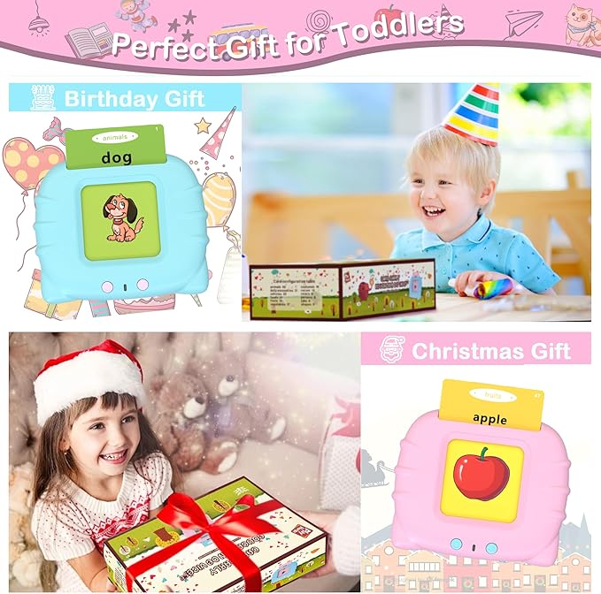 Birthday Gift for 1 2 3 4 5 Years Old Girls Toys, Talking Flash Cards, Educational Toddler Toys, Montessori Sensory Toys, Learning Toys for Ages 2-4, Toys for 2 Year Old Girls Birthday Gifts