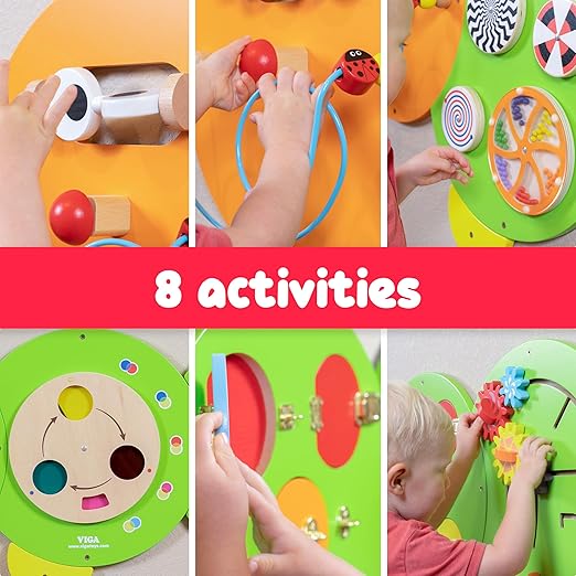 SPARK & WOW Caterpillar Activity Wall Panels | Ages 18m+ | Montessori Sensory Wall Toy | 8 Activities | Busy Board | Toddler Room Decor