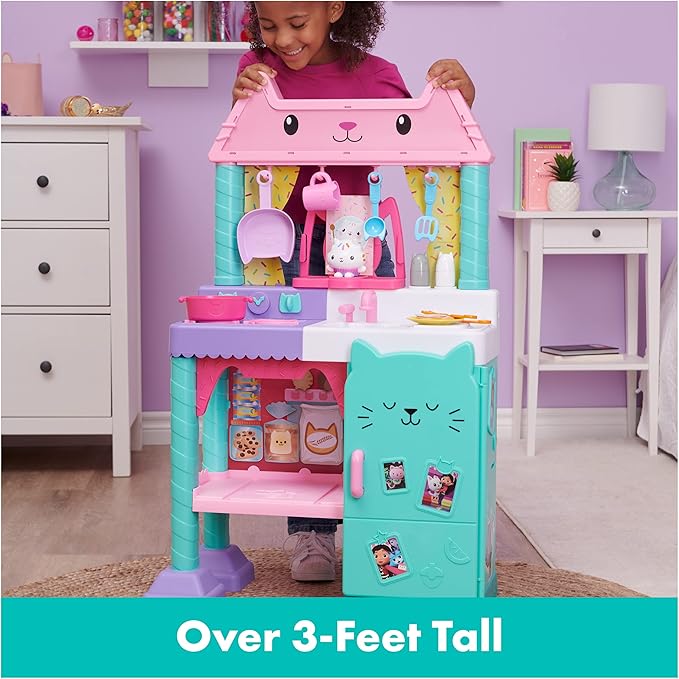 Gabby’s Dollhouse, Cakey Kitchen Set for Kids with Play Kitchen Accessories, Play Food, Sounds, Music and Kids Toys for Girls and Boys Ages 3 and up