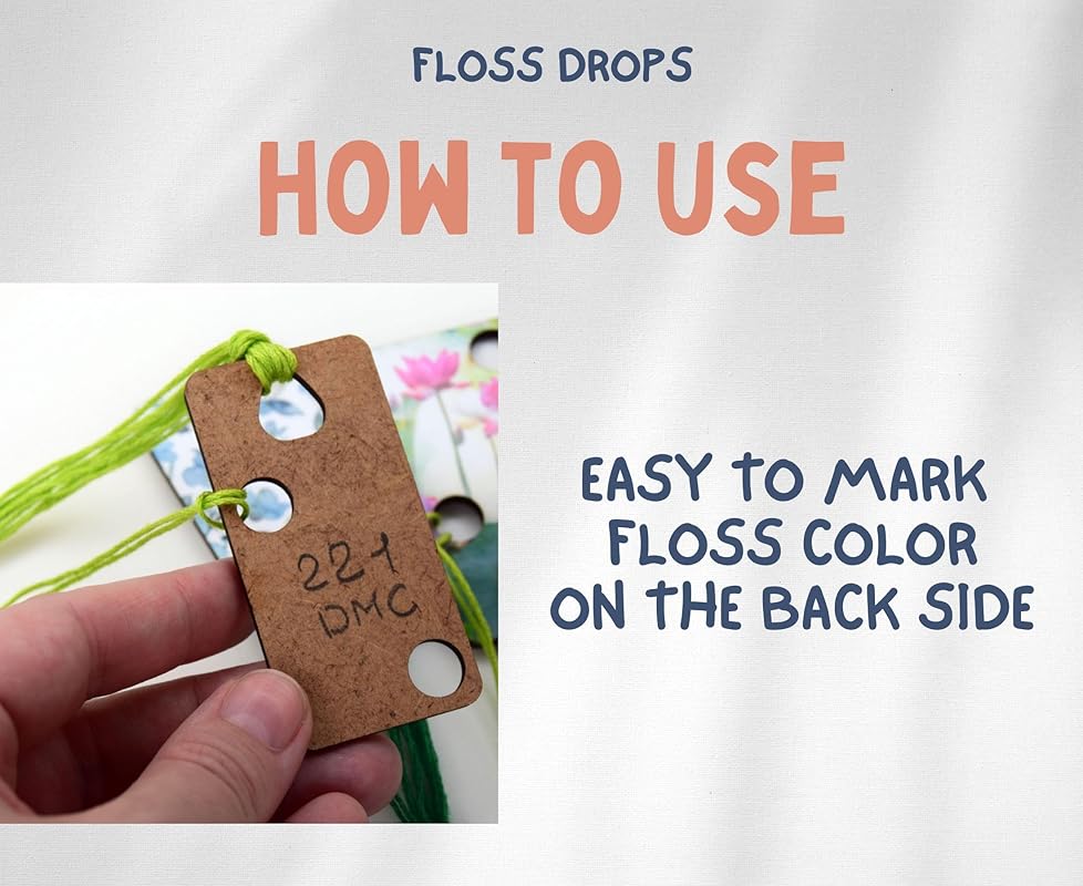 Floss drops cross stitch Wooden thread drops organizer floss drop for cross stitch kit fox embroidery floss storage holders for threads The set of 6 cross stitch retreat gifts