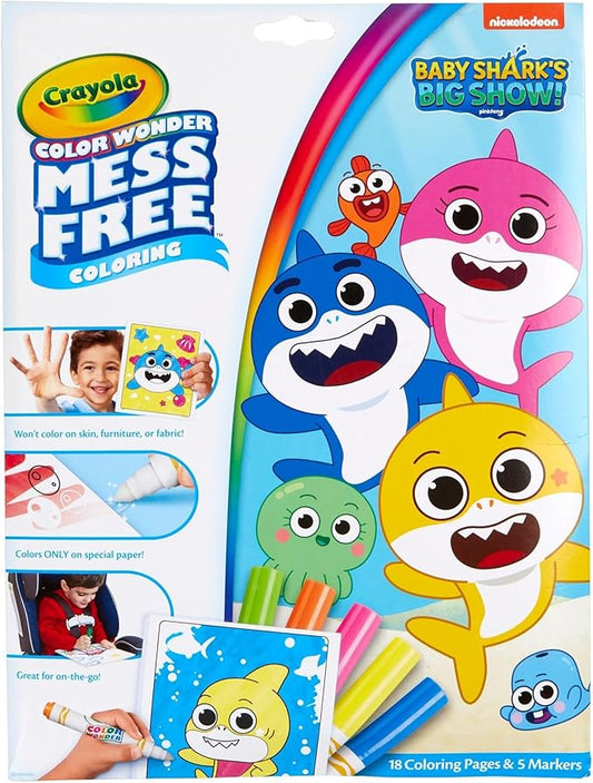 Crayola Baby Shark Color Wonder Pages, Mess Free Coloring for Toddlers, Coloring Activity, Travel Activities, Toddler Toys & Gifts, 3+