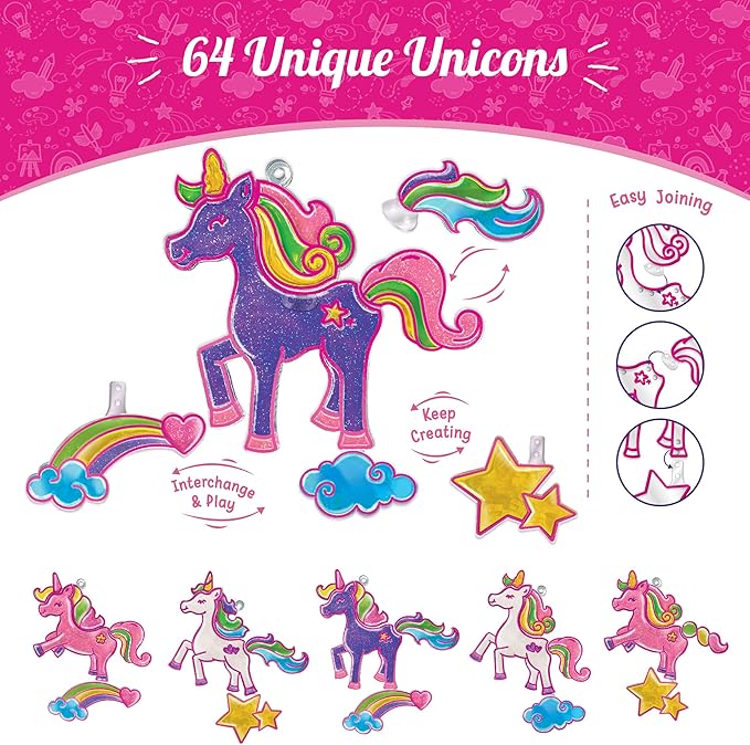 Imagimake Window Art Princess & Unicorn | Suncatcher Kit | Unicorn Toys for Girls Age 5-8 | Craft Kits for Girls Ages 8-12 | Gifts for 5 Year Old Girls