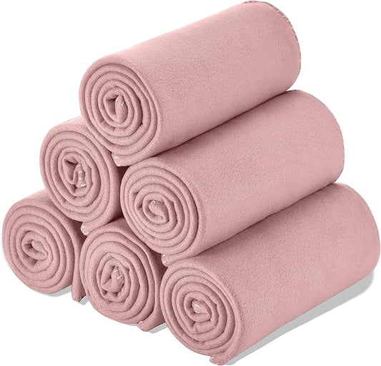Special SG Glory Fleece Throw Blanket Set Bulk for Travel Kids Outdoor Wedding Pet (Pink, Pack of 6 50x60 Inches)