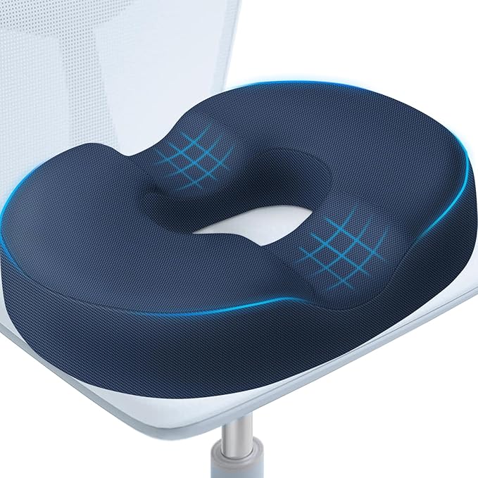 BlissTrends Donut Pillow Seat Cushion, Donut Chair Cushions for Postpartum Pregnancy & Hemorrhoids, Tailbone Pain Relief Cushion, Memory Foam Lifting Cushions for Office & home Chairs (Blue, XX-Large)