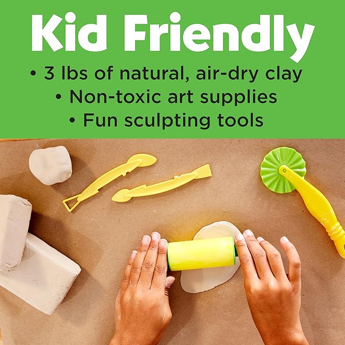 Faber-Castell Pottery Studio - Kids Pottery Wheel Kit for Ages 8+, Complete Pottery Wheel and Painting Kit for Beginners, 3 lbs of Sculpting Clay and Tools