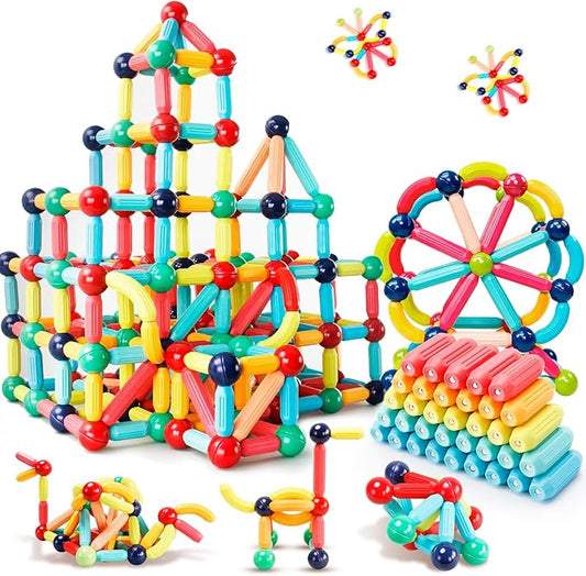 Magnetic Building Blocks STEM Educational Toy for Kids Montessori Learning Sticks and Balls Preschool Sensory Toys for Toddlers Gift for 3 Year Old Boys & Girls