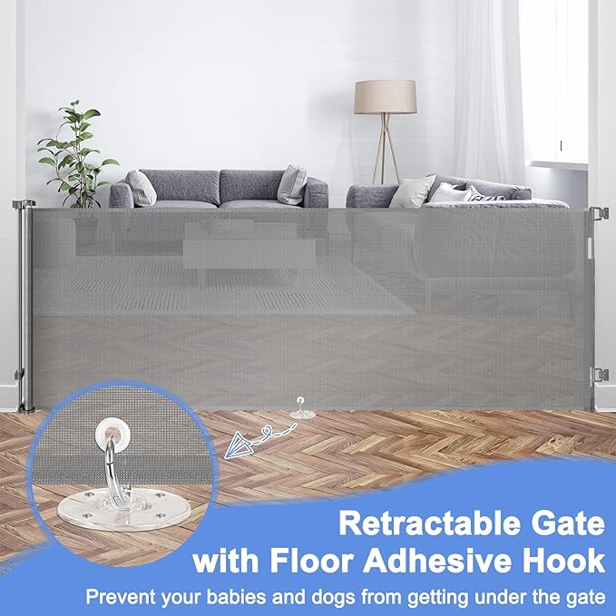 42" Tall X 115" Extra Wide Baby Gates for Large Openings Outdoor Retractable Gate Baby Gate Long Retractable Baby Gates for Stairs Child Gate for Wide Openings Baby Gate Retractable Fence Outdoor Gate