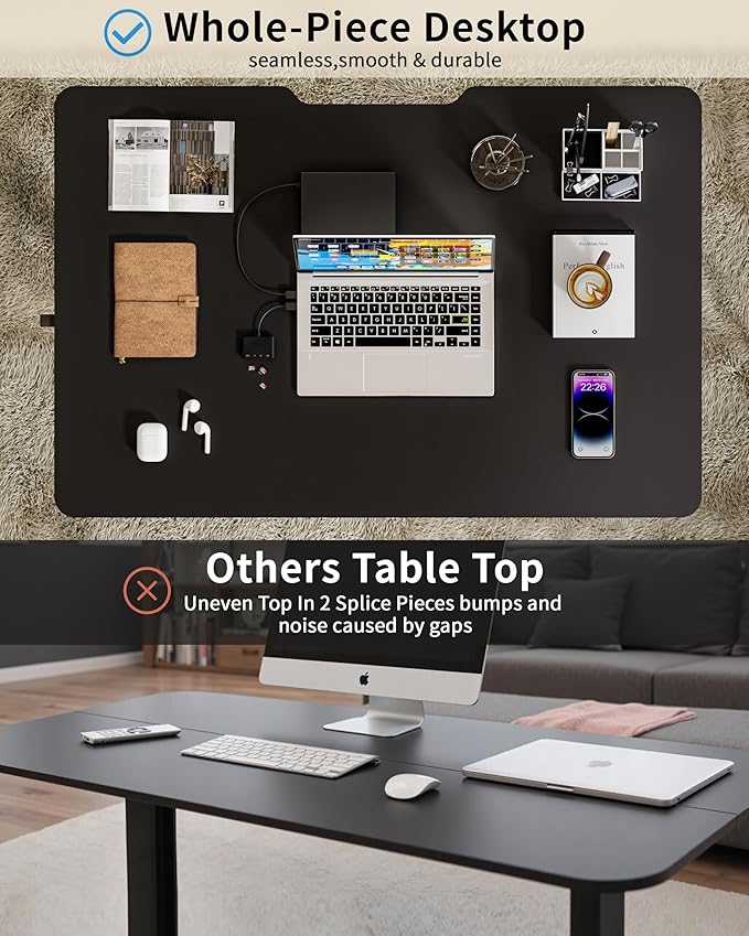 Okin Electric Standing Desk, 40 x 24 Inches Whole Piece Height Adjustable Desk, Black Sit to Stand Desks Computer Workstation with Wheels for Home Office