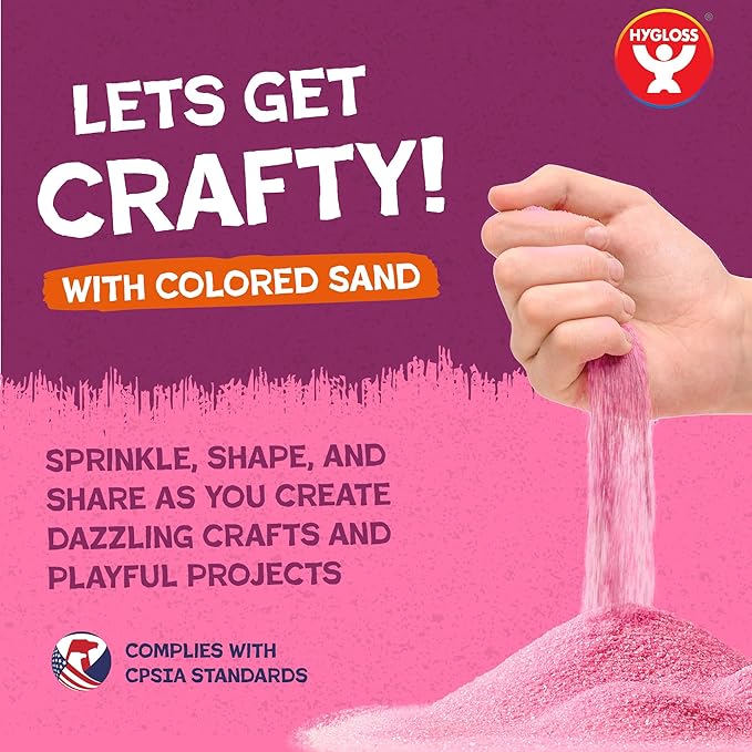 Hygloss Products - HYG-29303 Colored Play Sand - Assorted Colorful Craft Art Bucket O' Sand, 3 lb, Red