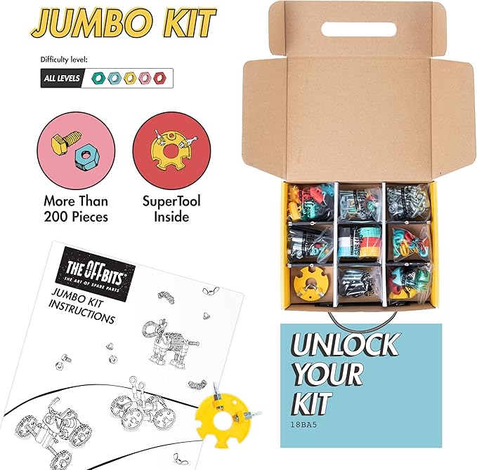 Jumbo Kit Educational Build Your Own Robot Toy, Stem Classroom Games for Group Play & Family, Valentine Birthday Gifts for Kids Montessori Play Kit, Steam Toys for Kids Ages 6 7 8 9+