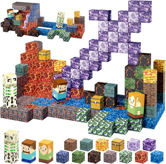 213 PCS Magnetic Blocks Building Toys Set Sword Kids Building Blocks for Toddler Boys Girls 3+, STEM Sensory Magnetic Cubes Christmas Birthday Present Construction Building Toys