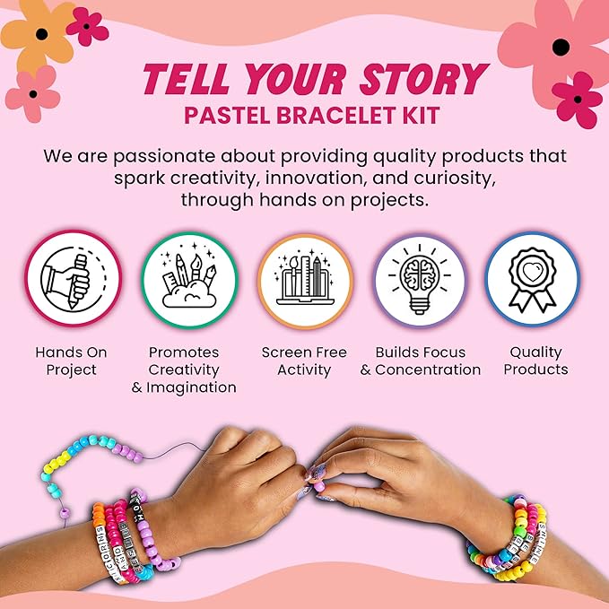 Fashion Angels Tell Your Story Alphabet Bead Bracelet Making Activity Kit with Over 1,500 Beads and Super Cute Bead Organizer Case That Makes Over 30 Bracelets, Ages 8 and Up