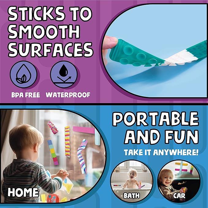 BUNMO 6pk Sensory Suction Toys - Sensory Toys - Engaging Creative & Imaginative Play - Sensory Toys for Children - Stimulating & Addictive - Toys for Kids 3+