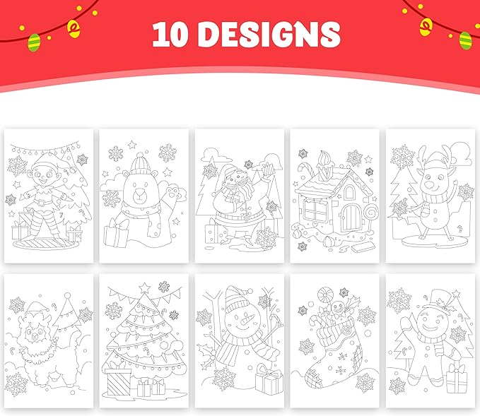 JOYIN 36 Pcs Christmas Coloring Books Bulk for Kids, Mini Coloring Booklets in 9 Covers with 10 Characters for Christmas Party Favor Supplies, Stockings Gifts Goodie Bags Stuffer Filler