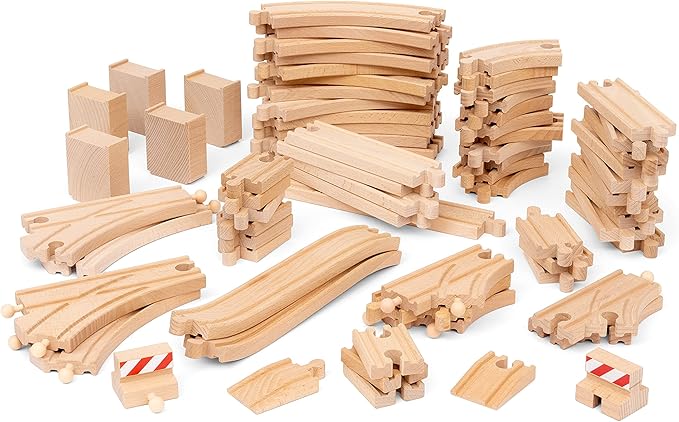 BRIO 36030 World Deluxe Track Pack - 70 Piece Wooden Train Set for Children 3 Years and Up | FSC-Certified Beech Wood | Compatible with All BRIO Railway Sets & Accessories | Ideal for Creative Play