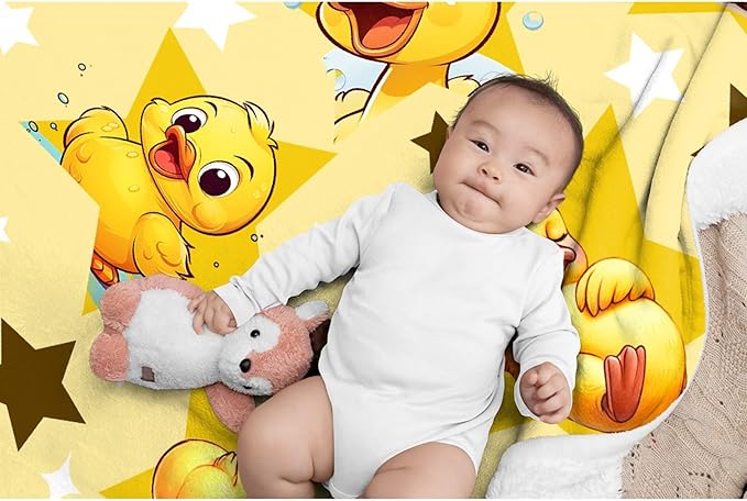 Aparajita Yellow Star Ducks Adult Duck Blanket Kids Funny Blanket Suitable for Bedroom Bed Sofa Crib Couch Chair Outdoor All Season Items That Yellow Duck Lovers Will Love 40"x30"for Pets