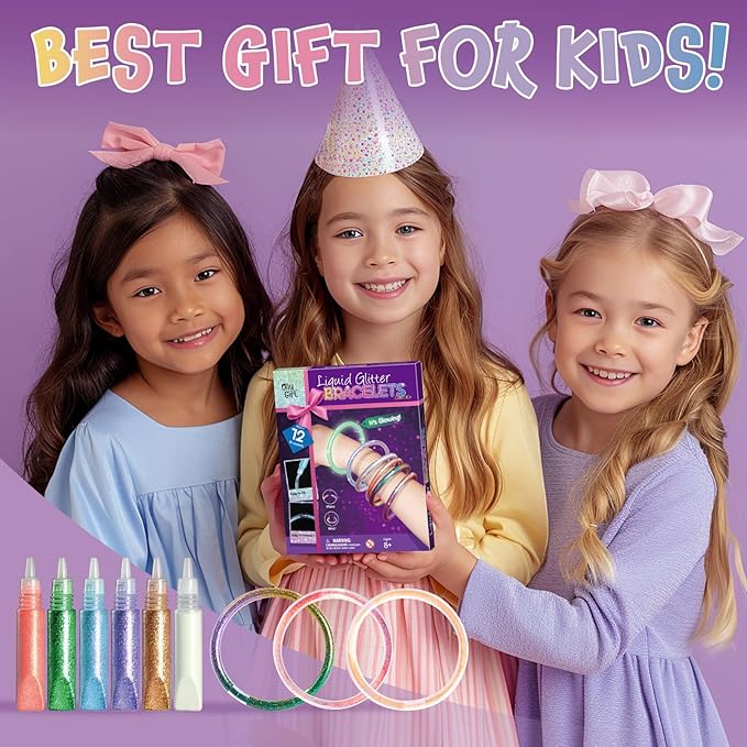 Byncceh 12 Sets Make Your Own Glitter Water Bracelet Making Kit, Glow in The Dark Bracelets Jewelry Making Kit, Glow Bracelets Arts and Crafts Party Favors for Kids Ages 8 9 10 11 12