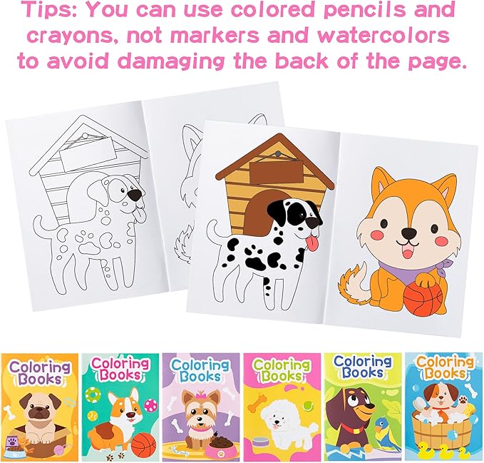 24PCS Puppy Theme Coloring Books Bulk for Kids Animal DIY Art Drawing Book with Corgi Doggy Patterns for Dog Birthday Party Favors Goodie Bag Filler School Classroom Rewards Prizes Supplies