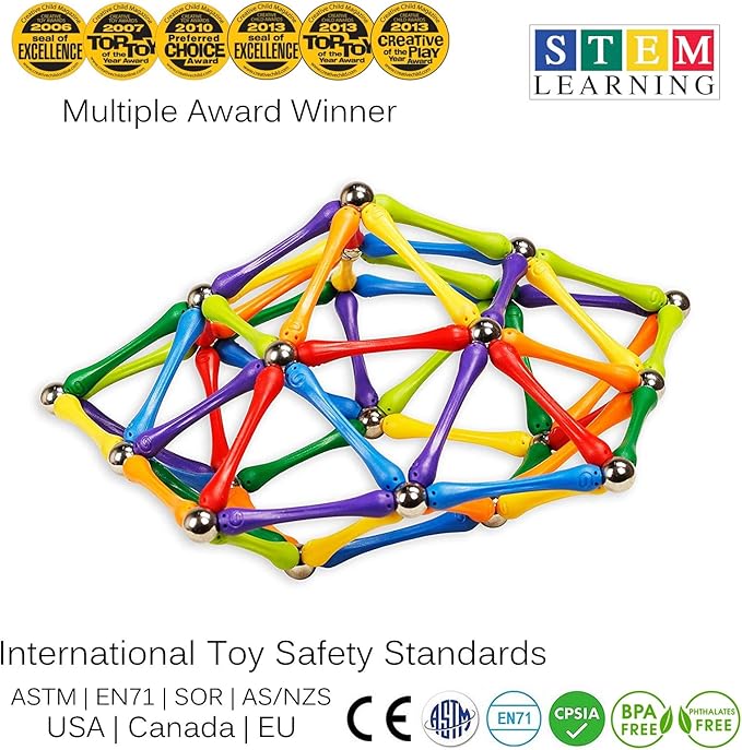 Goobi Magnetic Building Sticks Blocks Toys Magnet Construction Set Tiles Toy Montessori STEM Educational Toys for Ages 3 4 5 6 7 8 Kids (110 Pcs, 110, Pieces)