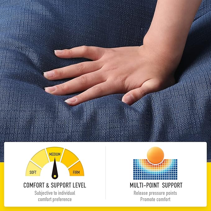 SUNROX LokGrip Non Slip Tufted Memory Foam Bench Cushion, FadeShield Water Resistant Durable Thicken Outdoor/Indoor Bench Seat Pads 54x16x4 inch, Navy