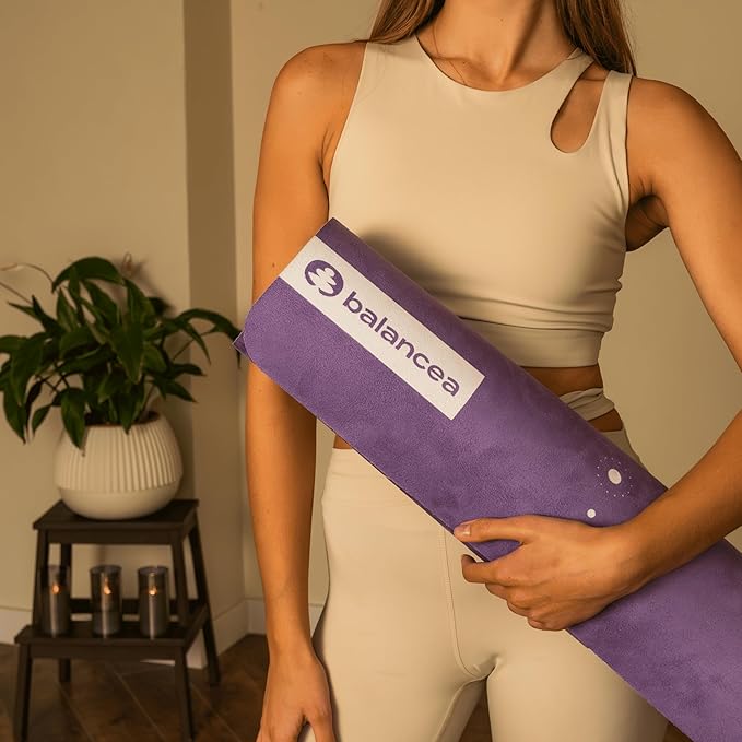 Yoga Mat With Strap 5mm Non Slip Suede & TPE - Eco-Friendly Fitness & Exercise Mat for Home Gym, Pilates, Hot Yoga, and Meditation - Lightweight Durable 72 x 24 inch Workout Mat for Women, Men