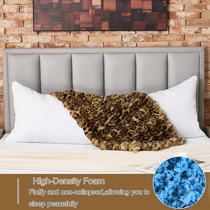 20x54 Fluffy Leopard Print Body Pillow,Cheetah Print Plush Fuzzy Faux Fur Body Pillows,Shaggy Furry Long Pillow for Pregnancy Women Side Sleeper,Snow Leopard