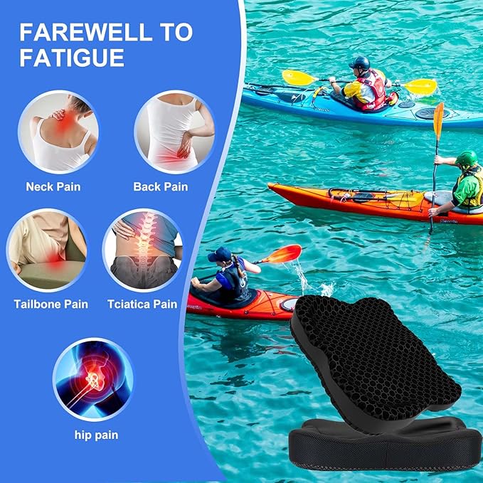 Thicken 19.7in Seat Cushion, Gel Seat Cushion for Long Sitting–Office Chair, Wheelchair, Car Cushion, Large Cooling Pad for Back Pain, Sciatica, Tailbone Pain Relief