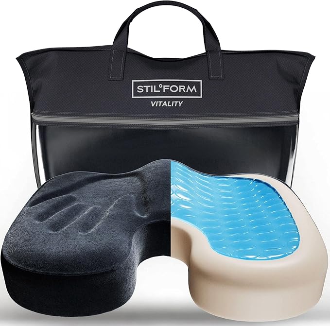 Ergonomic Seat Cushion Orthopedic Gel Memory Foam Cushion, Office Chair Cushion, Computer Chair Cushion, Oeko-TEX 100 Certified for Comfort and Posture