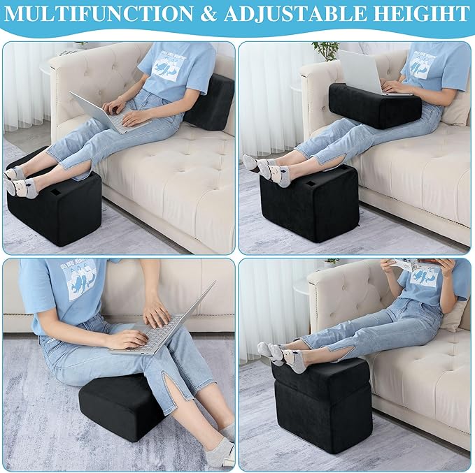 ROYALAY Adjustable Foot Rest Under Desk for Office, High-Density Foam Foot Rest with 3 Adjustable Heights, Ergonomic Footrest with Washable Cover for Home, Airplane, Travel(17 * 11 * 17in, Black)