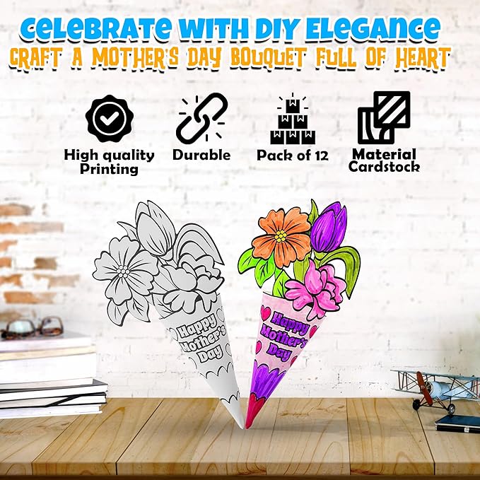 Color Your Own Mother's Day Bouquet - Makes 12 - DIY Crafts for Kids and Fun Home Activities