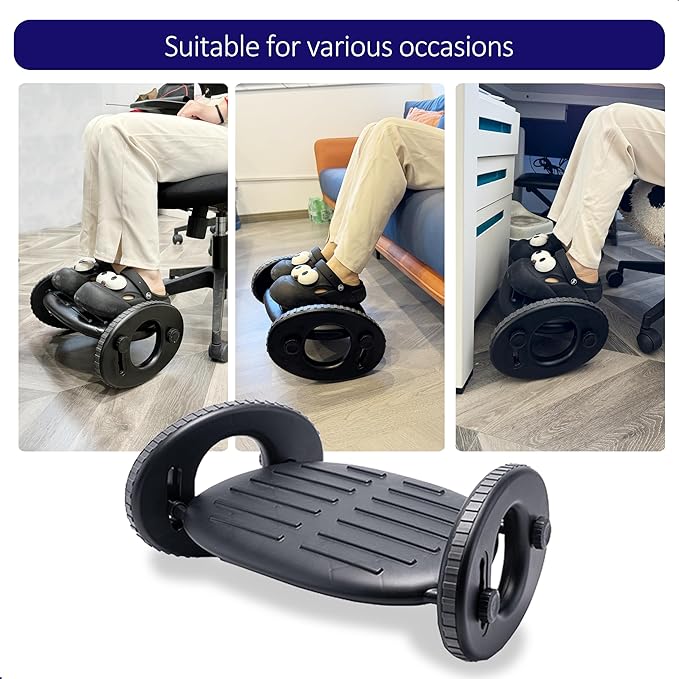 Under Desk Footrest – 4-Level Angle Adjustment & Active Rocker Feature, Durable ABS Foot Support, Anti-Slip Design, Ideal for Office, Home, Travel & Posture Correction