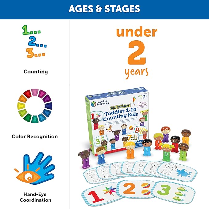 Learning Resources Skill Builders! Toddler 1-10 Counting Kids, Educational Toys for 18 Month Olds, Toddler Activities, Color Teaching Toys, 20 Pieces, Age 18 Months