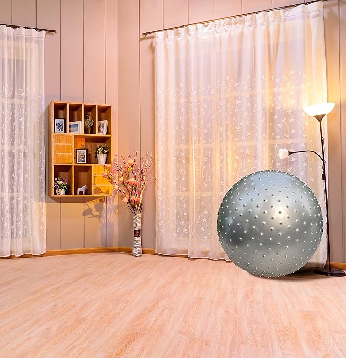 Large Sensory Massage Ball for Kids, 33.5" 85CM Bouncy Exercise Ball, Big Inflatable Ball with Tactile Spikes, Outdoor Ball Pool Ball Yoga Ball, Large Beach Ball (1 SET GREY BALL)