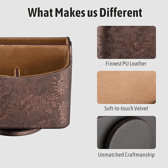 Remote Control Holder, Spinning Desk Organizer, Nightstand Bedside Caddy for TV Remotes/Tablets/Phones/Eyeglasses/Books/Pens - Antique