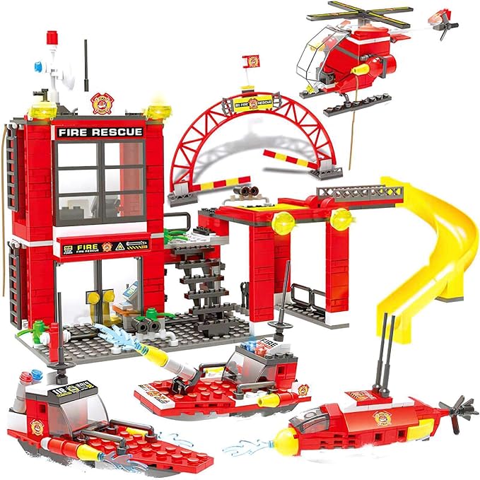 Liberty Imports STEM Building Blocks Sets, Compatible Model Building Toys Gift for Boys Age 6-12 (Fire Rescue)