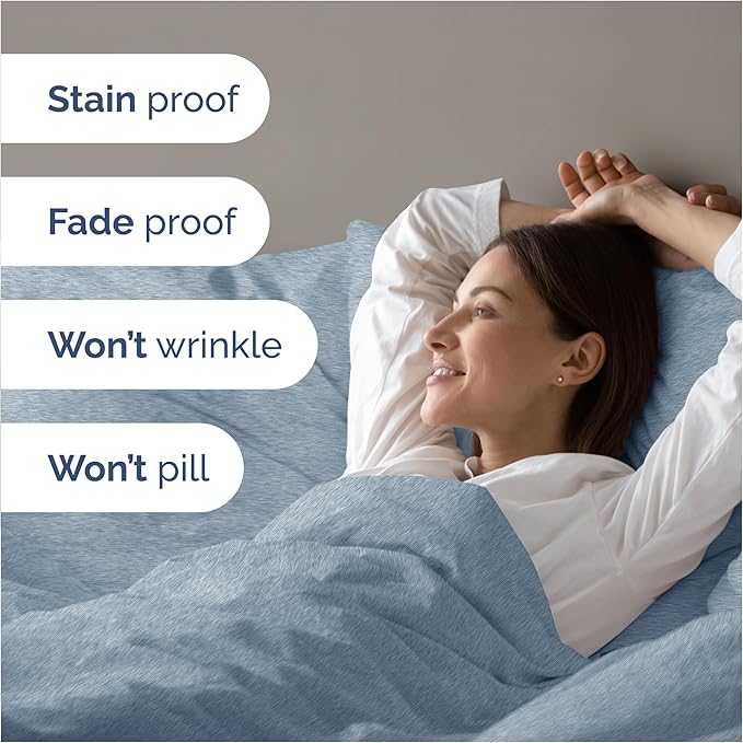 CGK Unlimited Duvet Cover Full Size Set - Extra Soft Full Size Duvet Cover 80 x 90 with 2 Pillow Shams - Hotel Quality w/Zipper Closures & Ties - Bedding and Bed Linens Set (Heathered Blue)