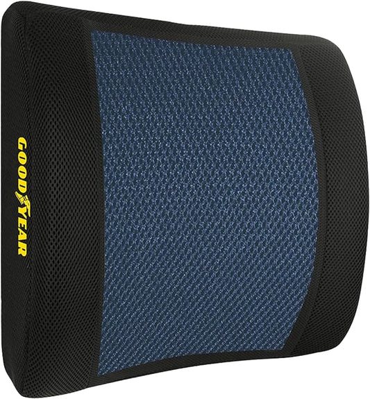 Goodyear Ergonomic Lumbar Support Pillow – Gel-Infused Cushion for Office Chairs and Car Seats, Premium Lower Back Support for Pain Relief and All-Day Comfort - Black